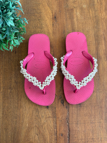 Havaiana Rosa com Perolas TAM 31-32