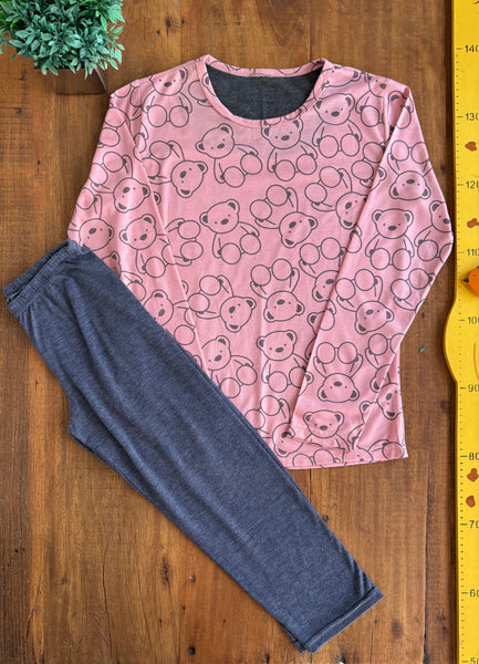 Pijama Infantil Inverno Rosa TAM 12 Anos