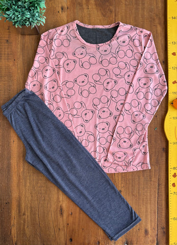 Pijama Infantil Inverno Rosa TAM 12 Anos