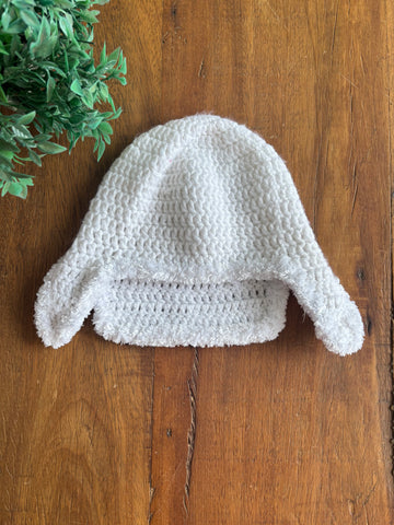 Gorro Crochê Branco TAM 9 a 12 Meses