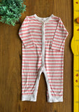 Macacão Baby Club Rosa Listras Bebê TAM 9 a 12 Meses