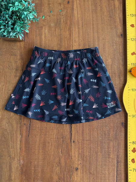 Short Saia Track Field Preta Estampa TAM 10 Anos