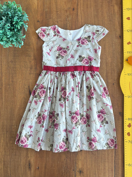 Vestido Infantil Cinza Floral Azul TAM 3 Anos