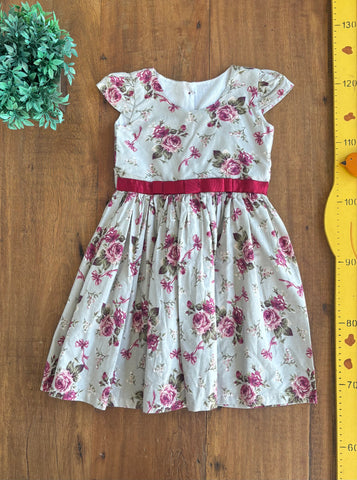 Vestido Infantil Cinza Floral Azul TAM 3 Anos