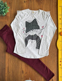 Conjunto Camiseta Gatinho e Legging Fantoni TAM 12 Anos