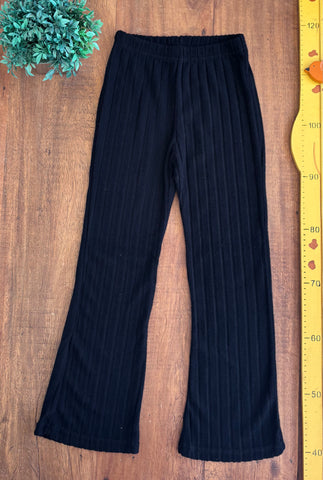 Calça Flare de Malha Canelada Preta TAM 9 Anos