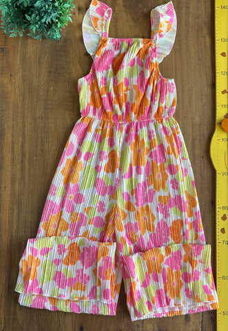 Macacão Infantil Zara Longo Crepe Flores TAM 13 /14 Anos