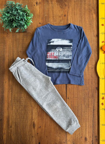 Conjunto Camiseta e  Calça Moletom Póim TAM 3 - 4 Anos