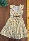 Conjunto Cropped e Saia Fábula Amarelo Flores Xadrez TAM 8 Anos