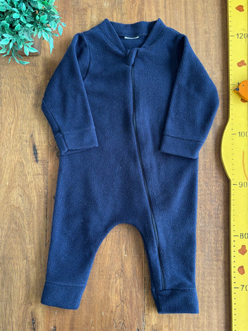 Macacão Bebe Soft com Ziper Marinho TAM 3 a 6 Meses