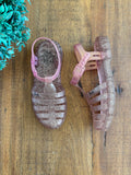 Sandália Barbie Duo Aranha Rosa Perolada Glitter Grendene TAM 31