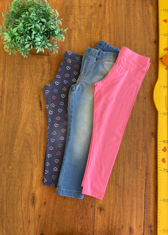 Kit 3 Calças Rosa Jeans Azul TAM 4 Anos