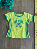 Camisa Brasil Bordada Babylook Algodão Curta Salada de Cores TAM 6 a 8 Anos