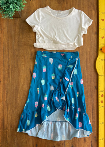 Conjunto Saia Sorvete Malwee e Blusa Creme Shein TAM 8 Anos