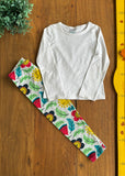 Conjunto Camiseta Branca Malwee e Legging Kyly Florida TAM 4 Anos