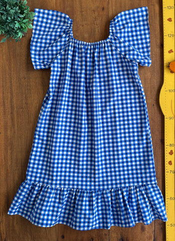 Vestido Infantil Xadrez Azul Linda Cor TAM 12 Anos