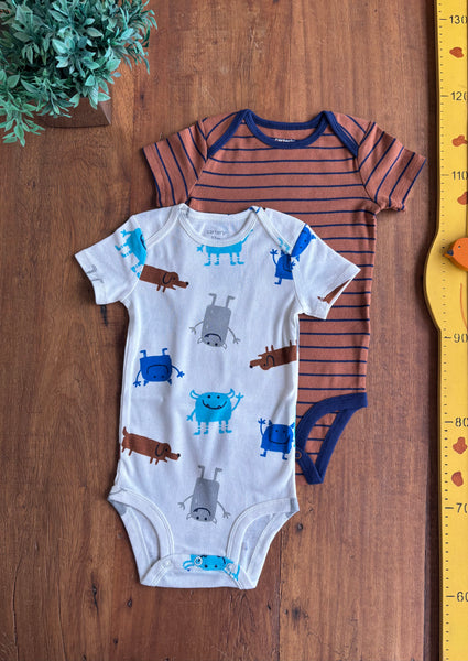 Conjunto Body Carter’s Bebê Estampado Novo TAM 12 Meses