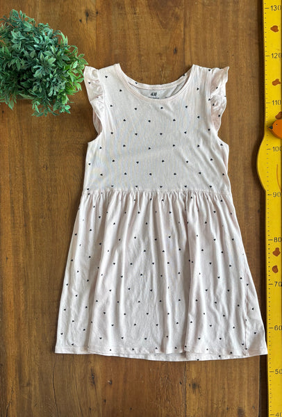 Vestido Infantil H&M  Rosa Corações TAM 6 a 8 Anos