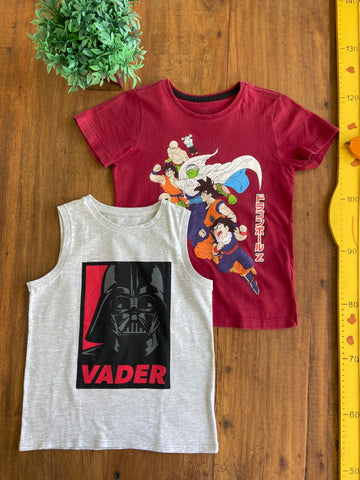 Kit Camisetas Star Wars e Dragon Ball TAM 5/6 Anos