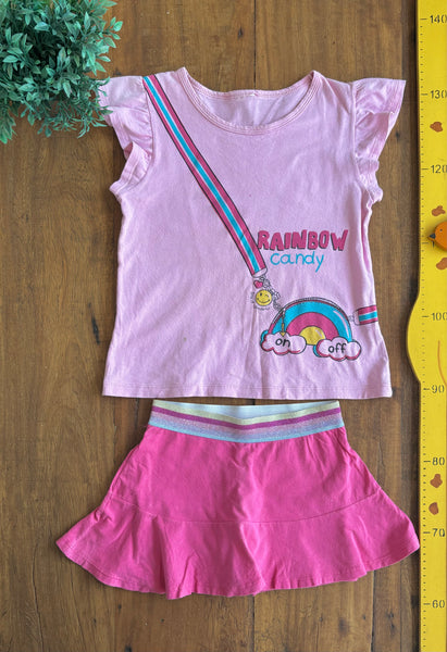 Conjunto Camiseta e Shorts Saia Candy Class TAM 8 Anos