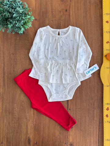 Conjunto Infantil Carter's Body e Calça Vermelha Novo TAM 12 Meses