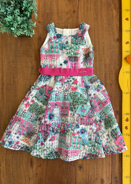 Vestido Momi Festa Infantil Tule Casinha TAM 4 Anos
