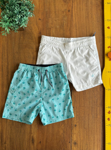 Kit 2 Shorts Tactel Verde Póim e Branco Brooksfield TAM 4 Anos