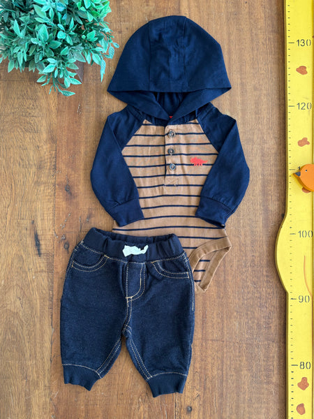 Conjunto Body e Calca Jeans Malha Carter's TAM Recem-Nascido