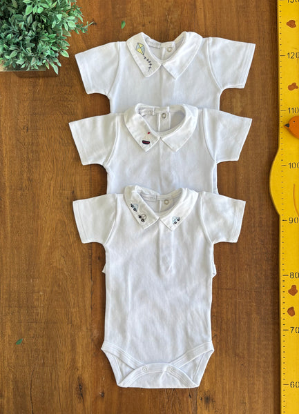 Kit 3 Bodies Elefancy Barco Carrinho Pipa TAM P 3 Meses