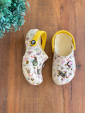 Crocs Infantil Estampado Praia com Alça Amarela e Jibbitz TAM 31 (US C13)