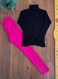 Conjunto Blusa Canelada Gola Pool Kids e Calça Pink TAM 8 Anos