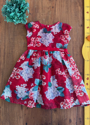 Vestido Momi Infantil Vermelho Floral TAM 4 Anos
