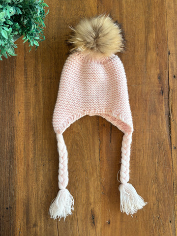 Gorro de Inverno Pompom para Crianças Meninas de Malha lã earflap AM 17 cm