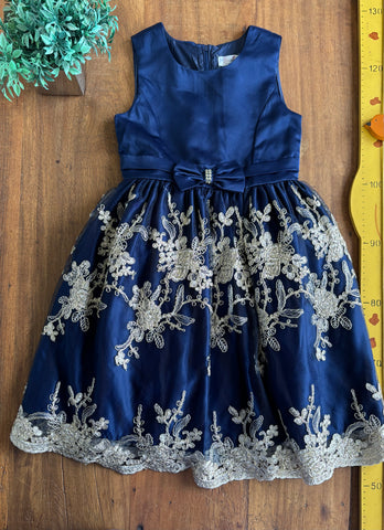 Vestido Biscotti Festa Azul e Dourado TAM 7 Anos