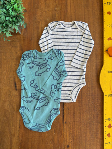 Kit 2 Body Carter's Mescla e Azul Manga Longa TAM 3 Meses