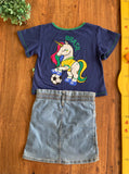Conjunto Saia Jeans Pool Kids e Camiseta Duno | Usado TAM 8 Anos