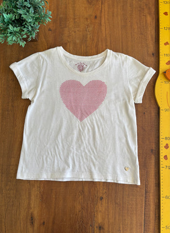 Camiseta Le Lis Petit Coração Brilho Rosa  TAM 12 Anos