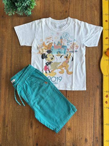 Conjunto Infantil Camiseta Disney e Bermuda Palomino TAM 7/8 Anos