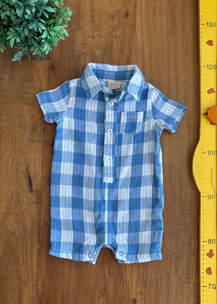 Romper Bebe Xadrez Baby Club TAM 1 a 3 Meses