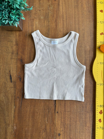 Regata Cropped Infatil Zara com Nervuras Bege TAM 8-9 Anos