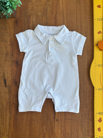 Romper Polo Bebe Branco TAM 0 a 3 Meses