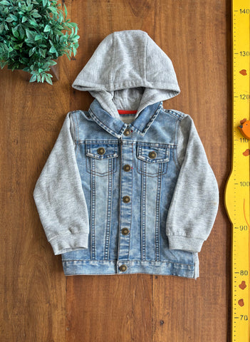 Jaqueta Jeans Infantil Moletom Gorro Baby Club TAM 3 Anos