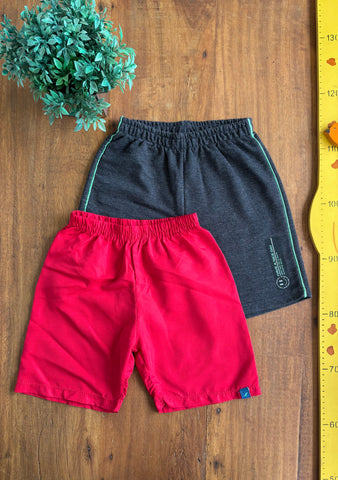 Kit 2 Shorts Moletom e Tactel Vermelho Romitex TAM 6 Anos