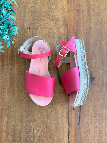 Sandália Infantil Molekinha Fun Flatform Glitter Metalizado Rosa TAM 26