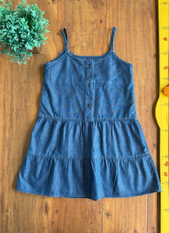 Vestido Palomino Infantil Jeans Alça Fina Botões  | Usado TAM 8 Anos