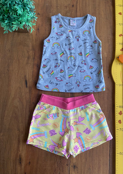 Conjunto Camiseta e Shorts Moletom Valeen Kids TAM 6 Anos