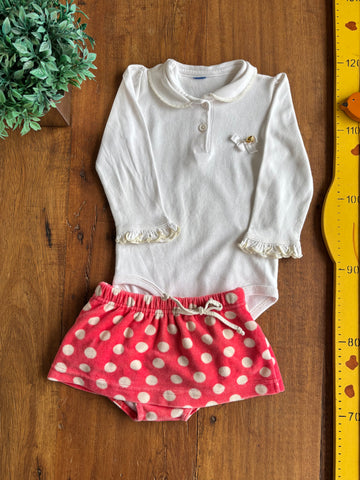 Conjunto Infantil Tip Top Body e Saia Plush TAM 9 a 12 Meses