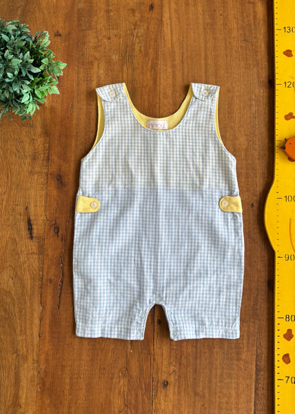 Jardineira Xadrez Ninou Pima com Body TAM 3 a 6 Meses (M)