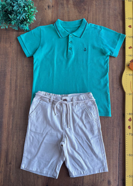 Conjunto Infantil Polo Verde Palomino Bermuda Malwee TAM 8 Anos
