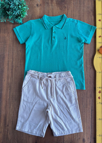 Conjunto Infantil Polo Verde Palomino Bermuda Malwee TAM 8 Anos